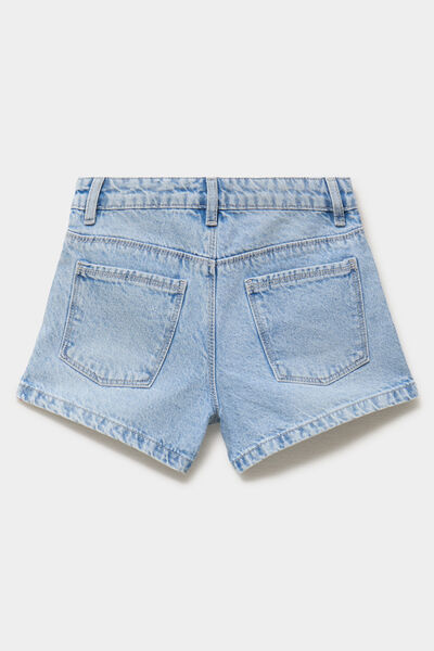 Short en jean taille ajustable coton denim bleach fille