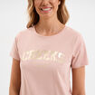 T-shirt col rond manches courtes Creeks rose poudrée femme