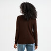 Gilet col rond manches longues marron foncé femme
