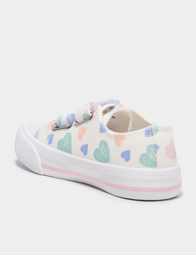 Tennis basses en toile bout renforc&eacute; multicolore fille