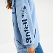 Sweat hoodie oversize à capuche Stitch bleu femme