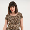 T-shirt coton imprim&eacute; coupe ajust&eacute;e beige femme
