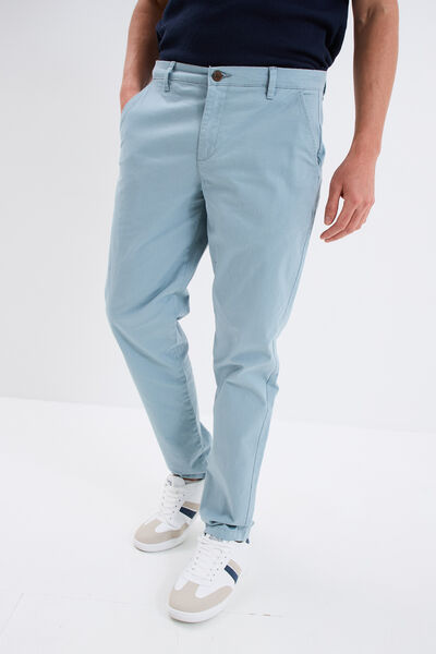 Pantalon chino droit stretch gris homme