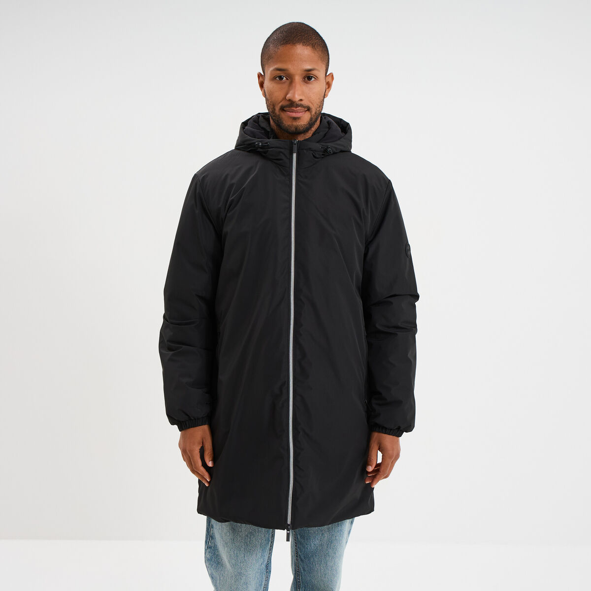 Parka d&eacute;perlante doubl&eacute;e &agrave; capuche noir homme