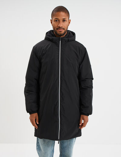 Parka d&eacute;perlante doubl&eacute;e &agrave; capuche noir homme