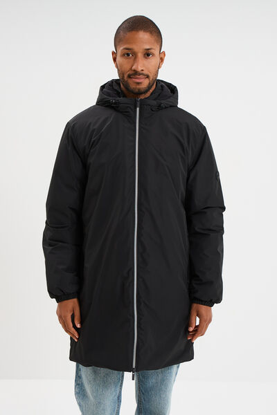 Parka d&eacute;perlante doubl&eacute;e &agrave; capuche noir homme