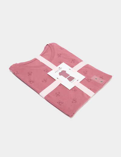 Ensemble pyjama short t-shirt coton rose femme