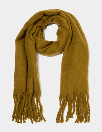 &Eacute;charpe &agrave; franges vert olive femme