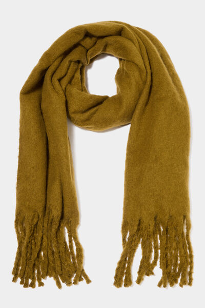 &Eacute;charpe &agrave; franges vert olive femme