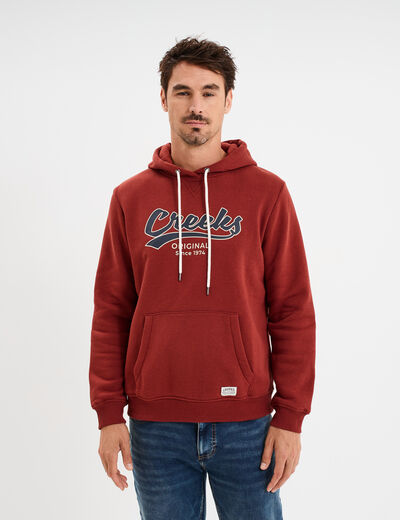 Sweat à capuche hoodie 1 poche rouge foncé homme