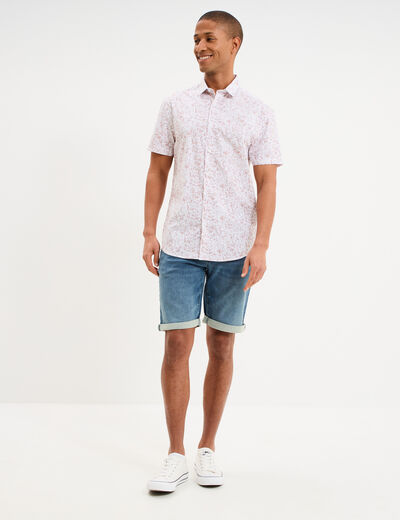 Chemise manches courtes coton vieux rose homme