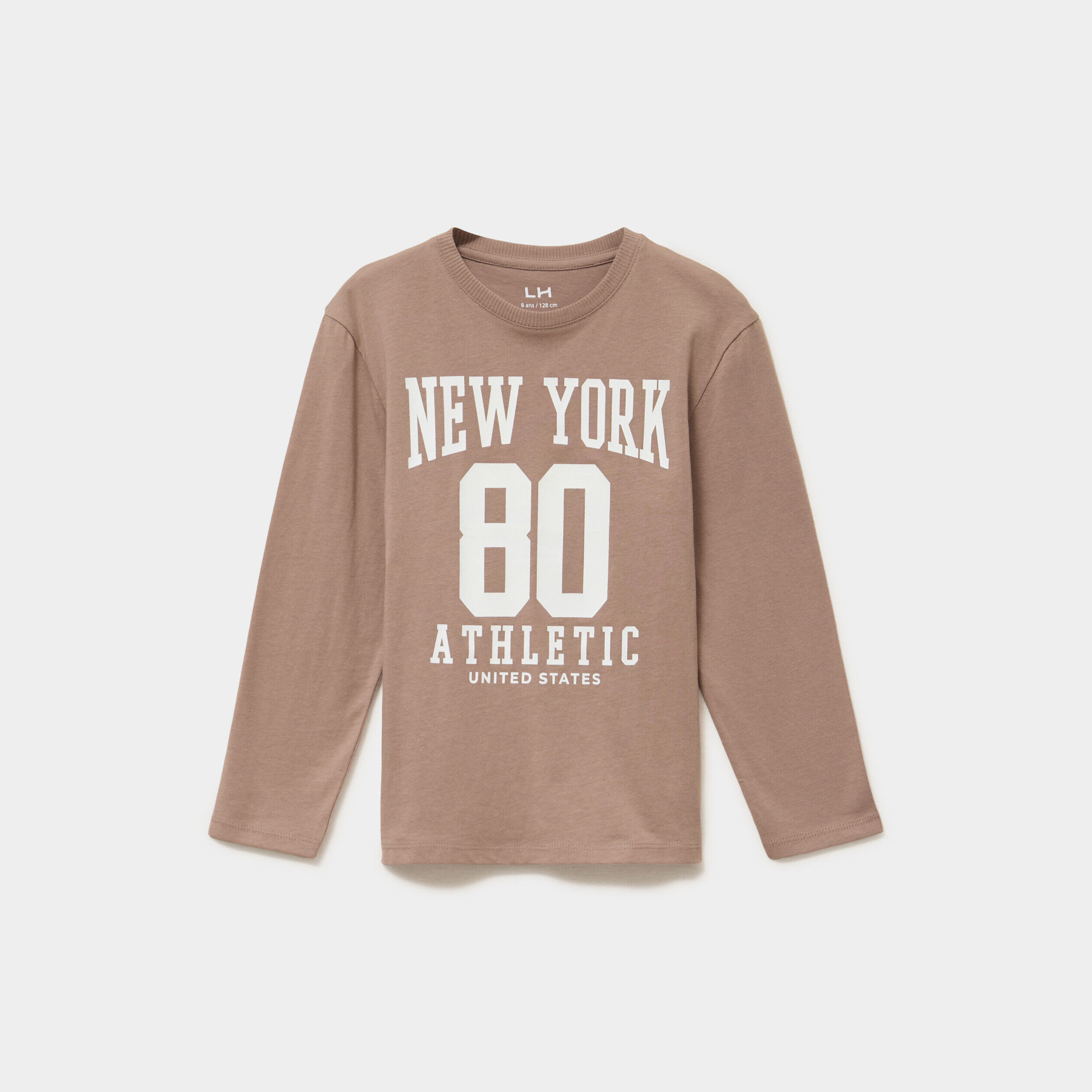 T-shirt manches longues coton taupe garçon LH