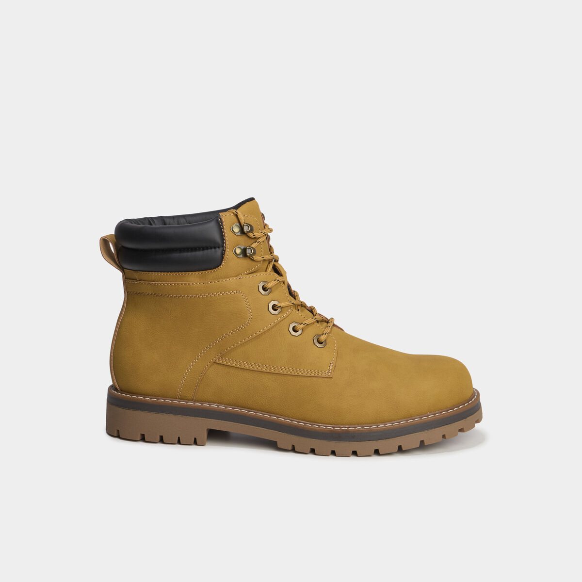 Bottines &agrave; bout rond lacets jaune homme