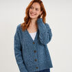 Gilet ajust&eacute; col en V avec torsades bleu femme