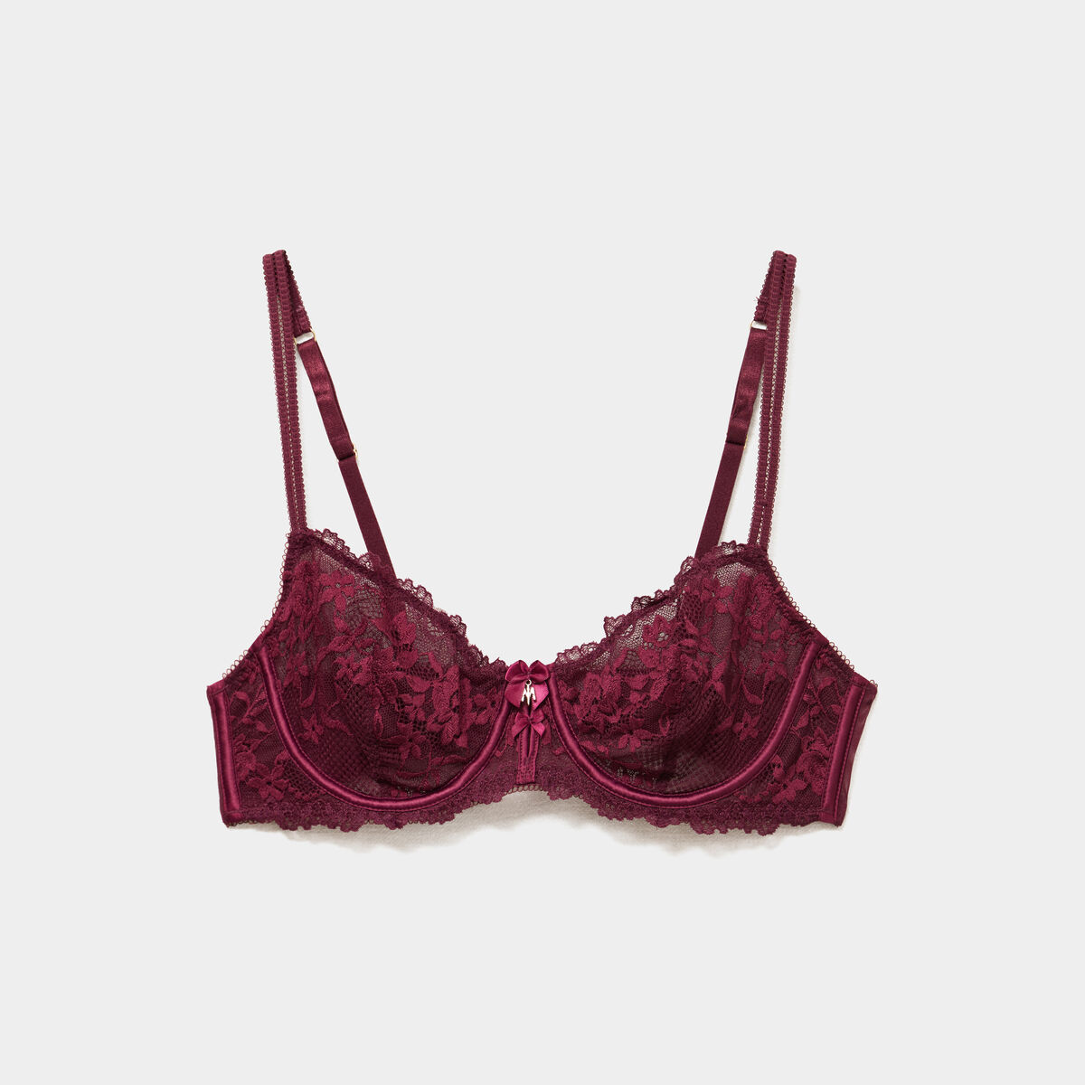 Soutien-gorge corbeille avec dentelle prune femme