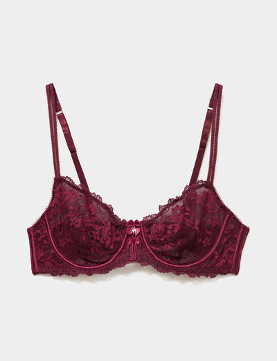 Soutien-gorge corbeille avec dentelle prune femme