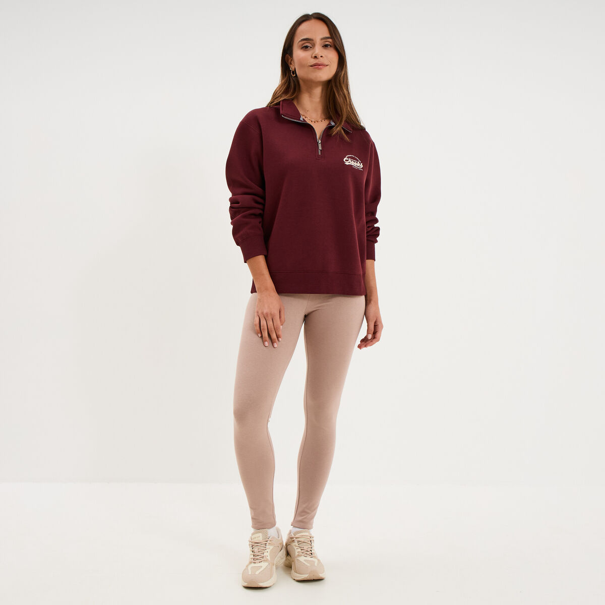 Legging taille haute marron clair femme