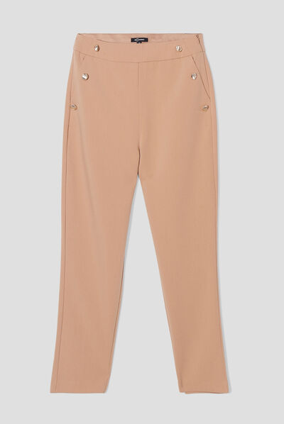 Pantalon droit à pont 2 poches Mosquitos marron clair femme