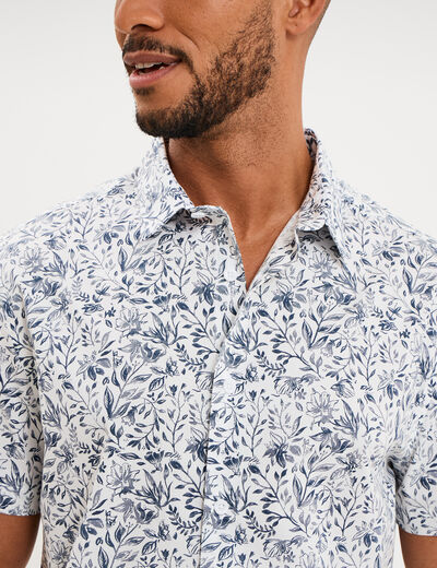 Chemise manches courtes coton bleu homme