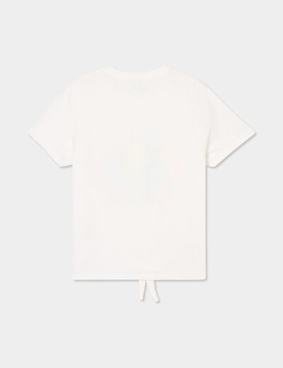 T-shirt noué manches courtes coton blanc fille