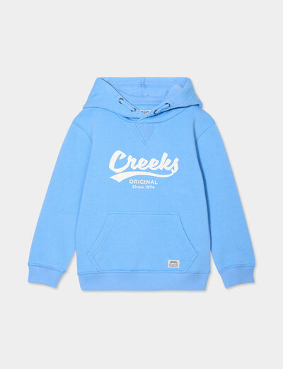 Sweat hoodie à capuche 1 poche Creeks bleu garçon