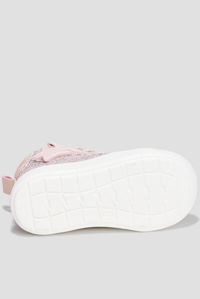 Baskets montantes à paillettes zippées rose bébé fille
