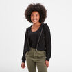 Sweat zippé à capuche court noir femme
