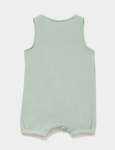 Combinaison coton sans manches vert pastel b&eacute;b&eacute;