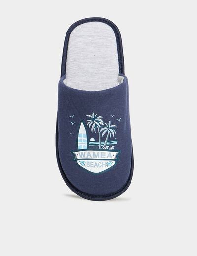 Chaussons mules bleu homme