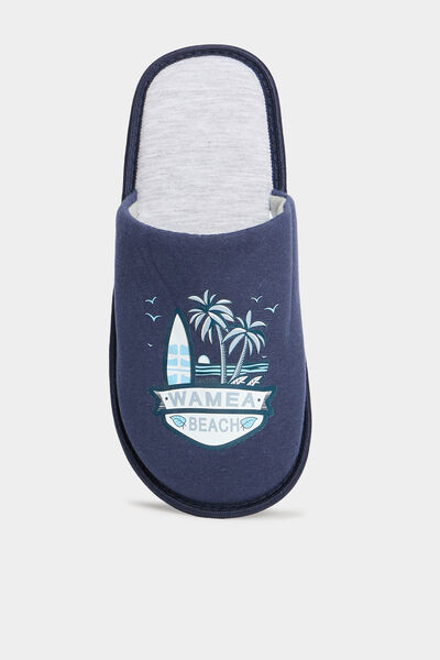 Chaussons mules bleu homme