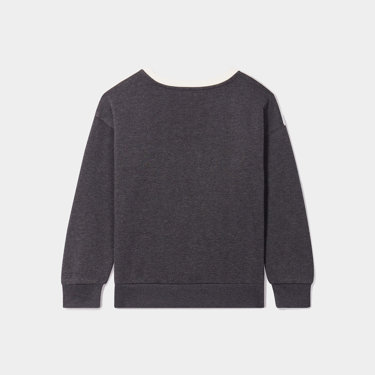 Sweat col rond manches longues coton gris foncé garçon