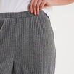 Pantalon de pyjama droit c&ocirc;tel&eacute; gris fonc&eacute; femme