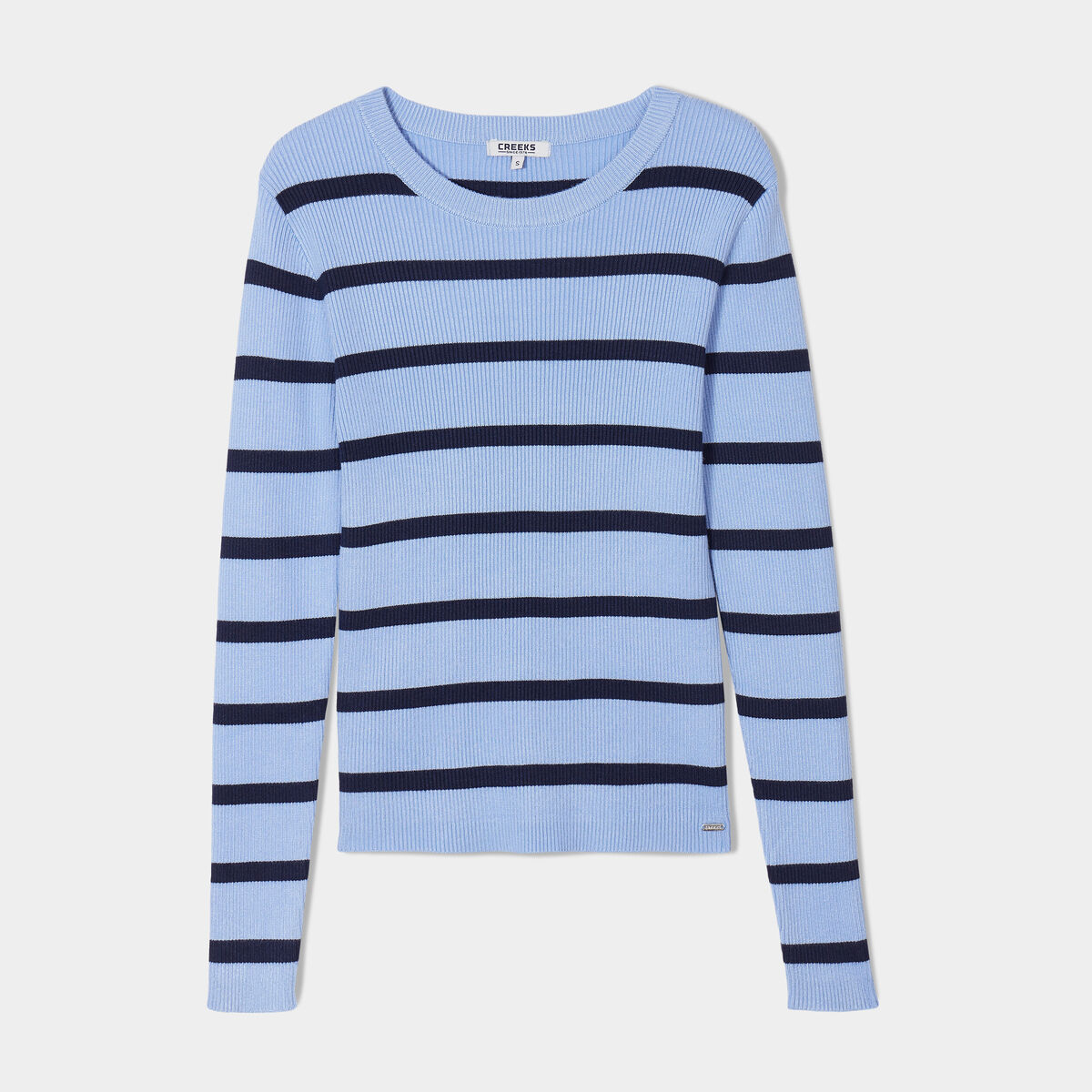Pull Côtelé Bleu Taille S - Coupe Ajustée Pour Ado/junior - Marque Visace - Occasion TB