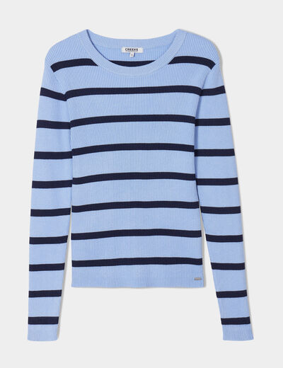 Pull court côtelé ajusté Creeks bleu lavande femme