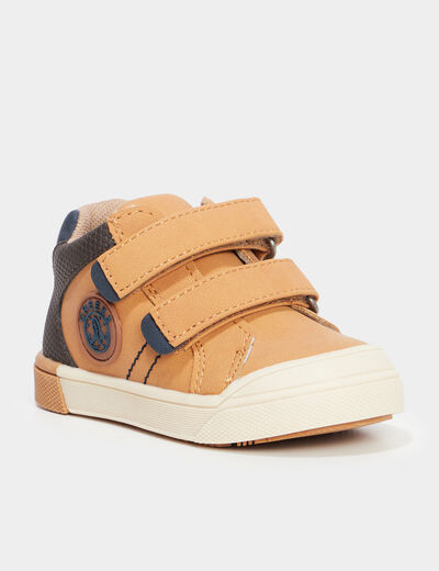 Baskets à scratchs bout rond Creeks camel bébé garçon