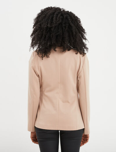 Veste blazer droite boutonnée 2 poches sable femme