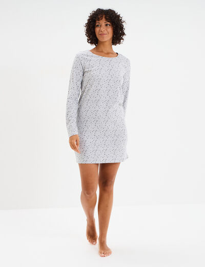 Chemise de nuit manches longues gris clair femme