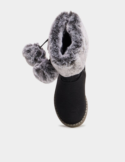 Bottes avec pompons noir fille