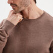 Pull droit col rond coton m&eacute;lang&eacute; gris homme