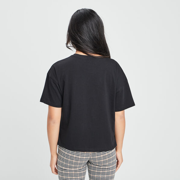 T-shirt manches courtes Snoopy noir femme