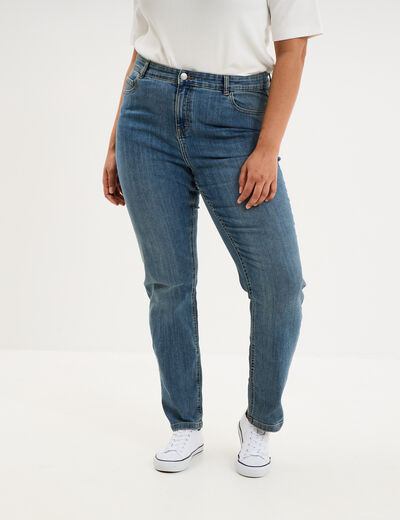 Jeans slim taille haute 5 poches denim dirty femme grande taille