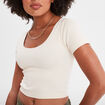 T-shirt manches courtes beige femme