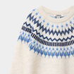 Pull jacquard col rond manches longues ecru fille