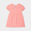 Robe col claudine gaze de coton rose corail bébé fille