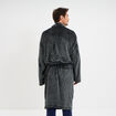 Peignoir long ceintur&eacute; effet velours gris clair homme