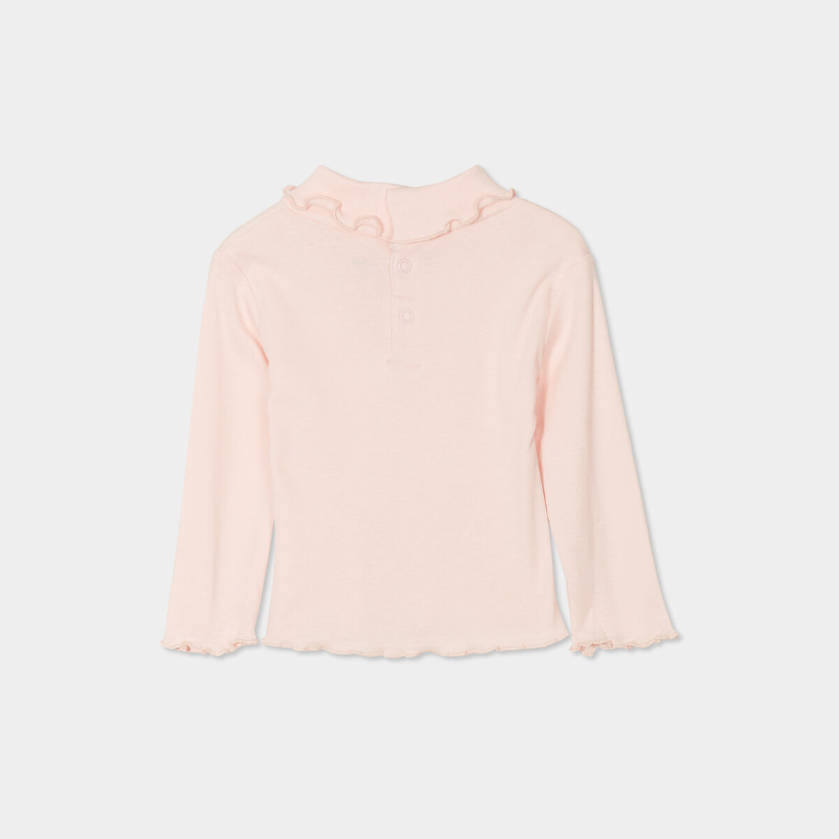 T-shirt col montant coton rose clair b&eacute;b&eacute; fille