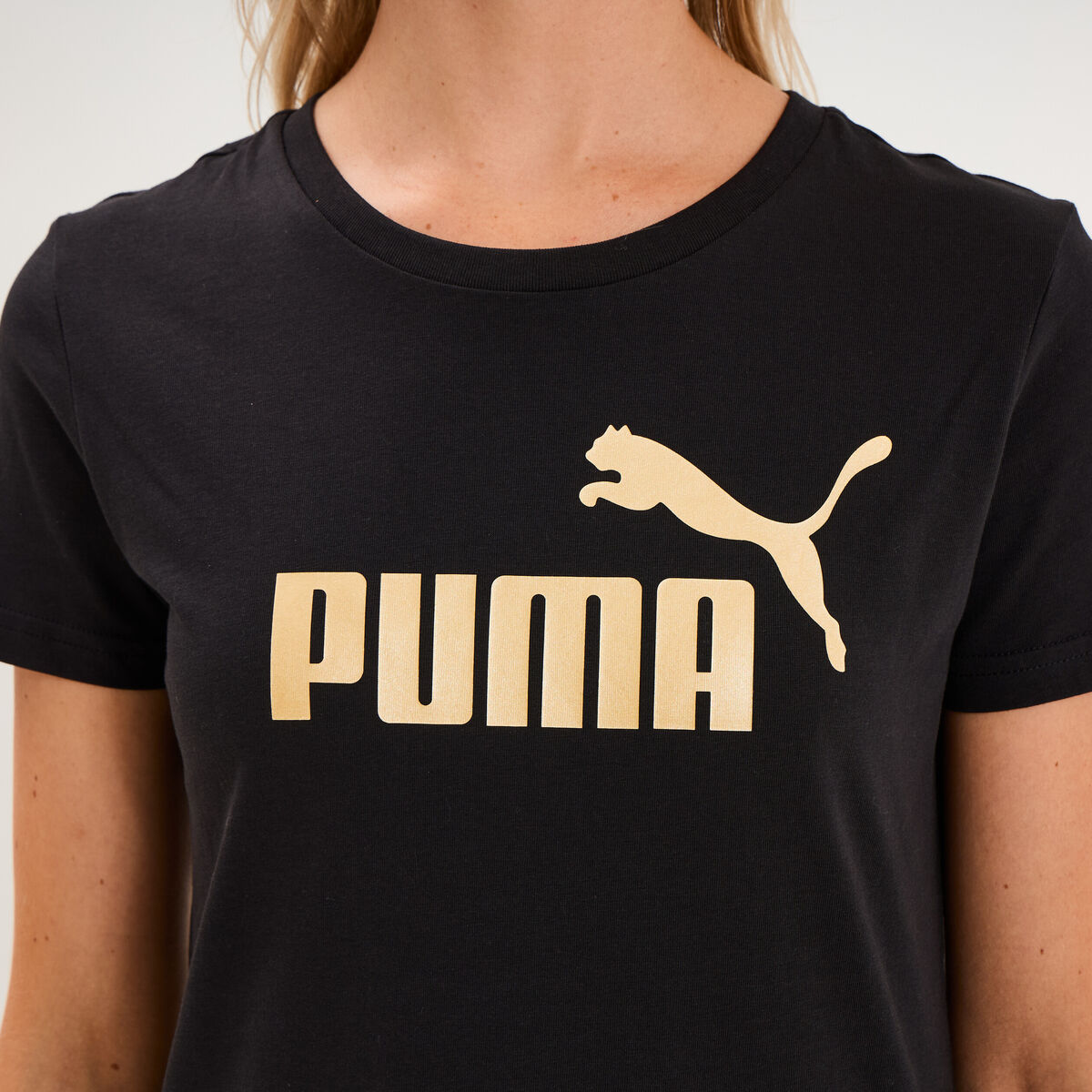 T-shirt manches courtes coton Puma noir femme