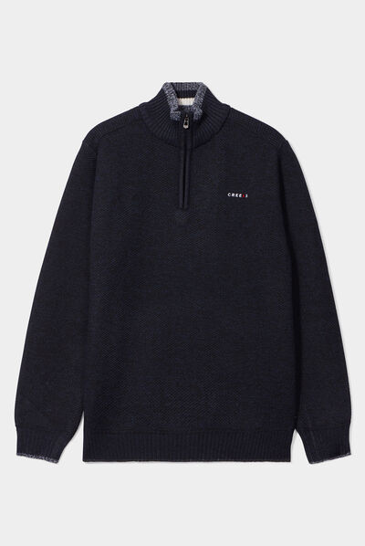 Pull camionneur zippé droit Creeks bleu foncé homme