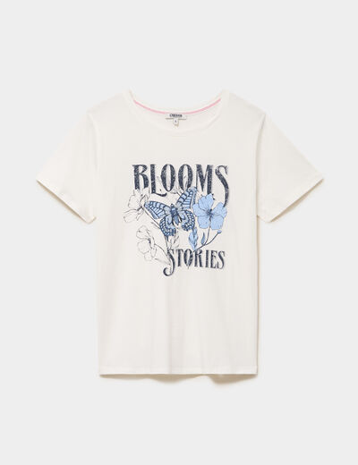 T-shirt ajust&eacute; manches courtes coton blanc femme
