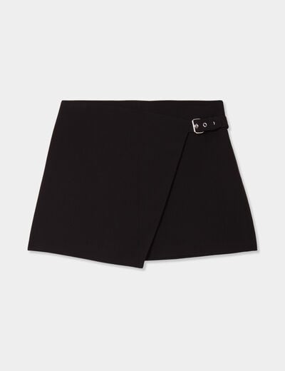 Jupe-short portefeuille noir femme
